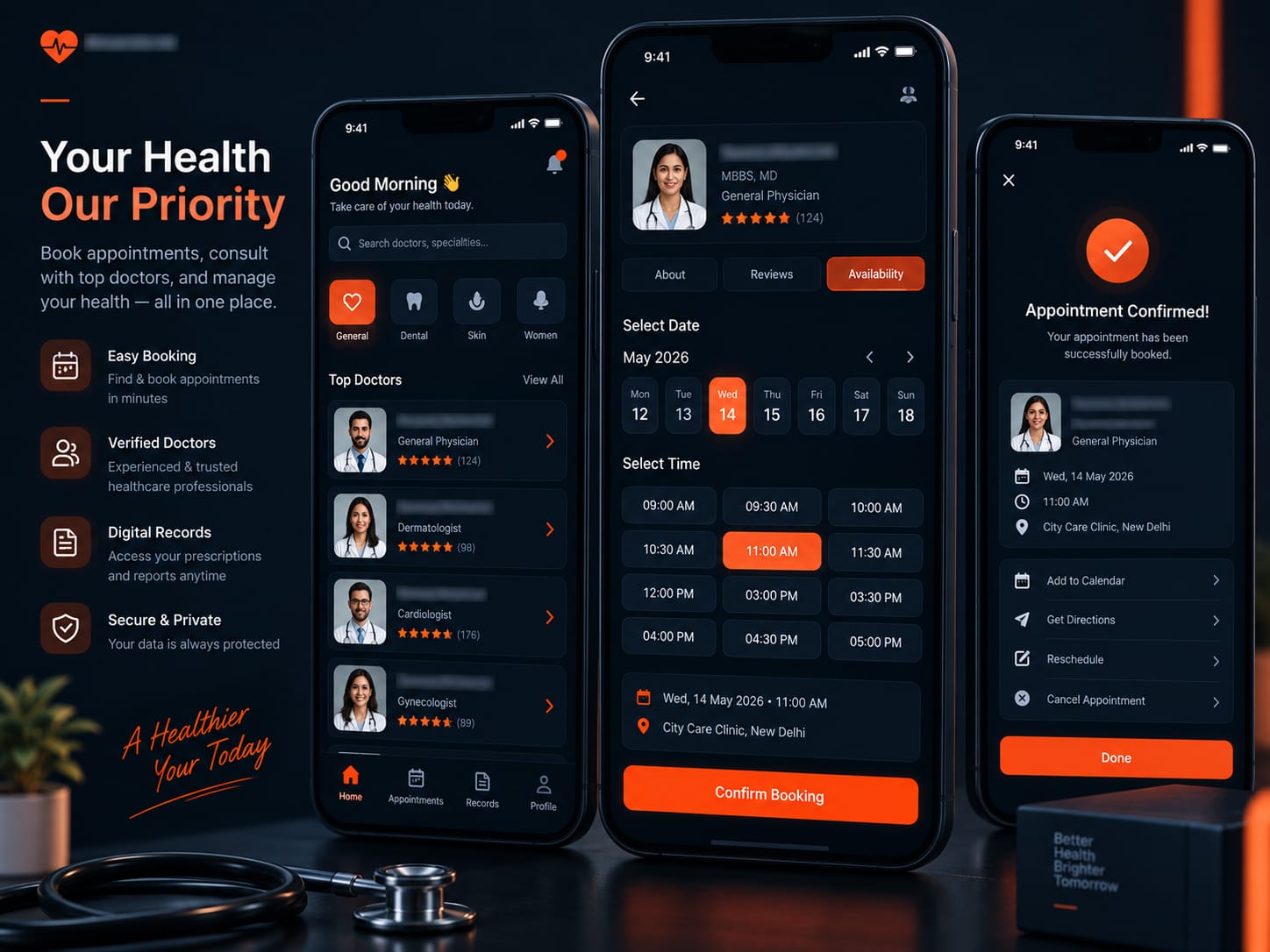 Clinic booking app screenshot